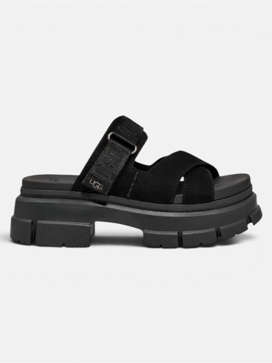 UGG Shoes - UGG Ashton Nubuck Slide Platform Women's Sandals in Black Sz. 9 Like New